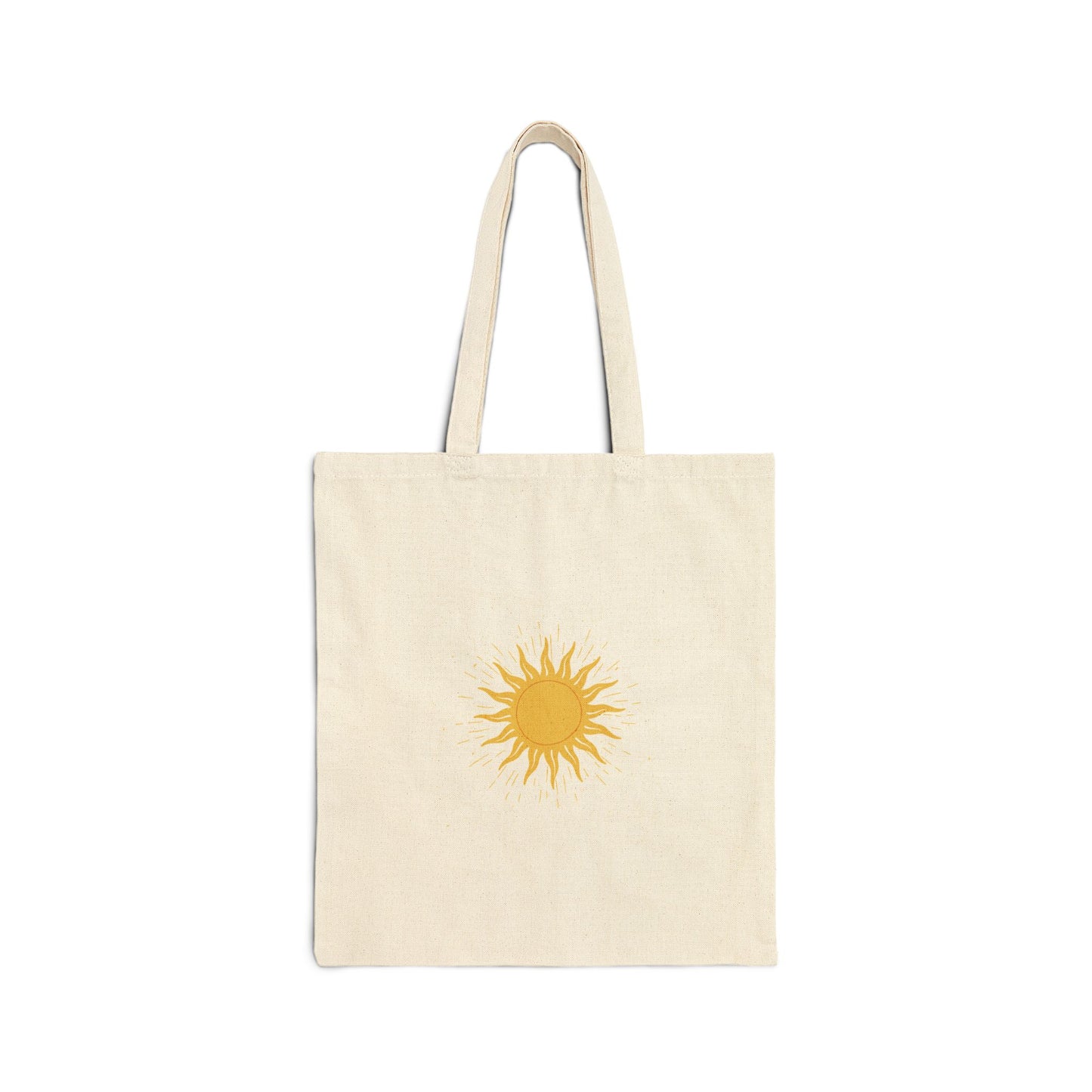 Sunshine Canvas Tote Bag — Yellow Sun Graphic Cotton Tote for Beach, Market & Everyday Use