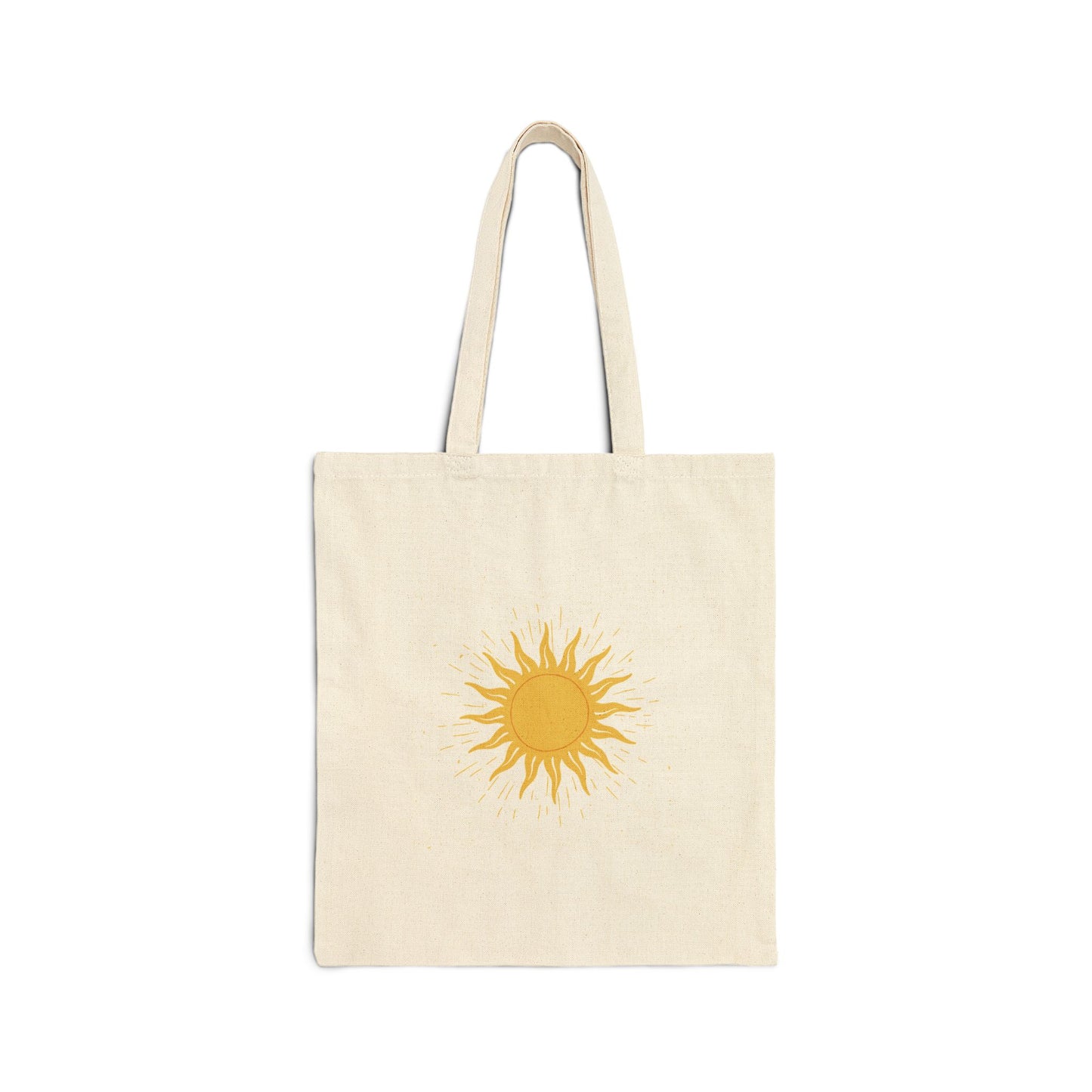 Sunshine Canvas Tote Bag — Yellow Sun Graphic Cotton Tote for Beach, Market & Everyday Use